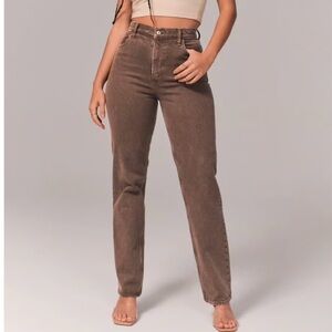 Abercrombie & Fitch 90s Straight ultra high-rise curve love brown jeans